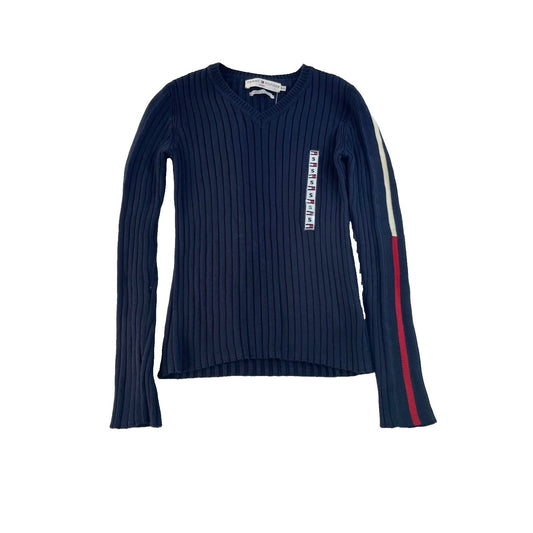 Women's Tommy Hilfiger Jeans Navy V-Neck Ribbed Sweater Size S