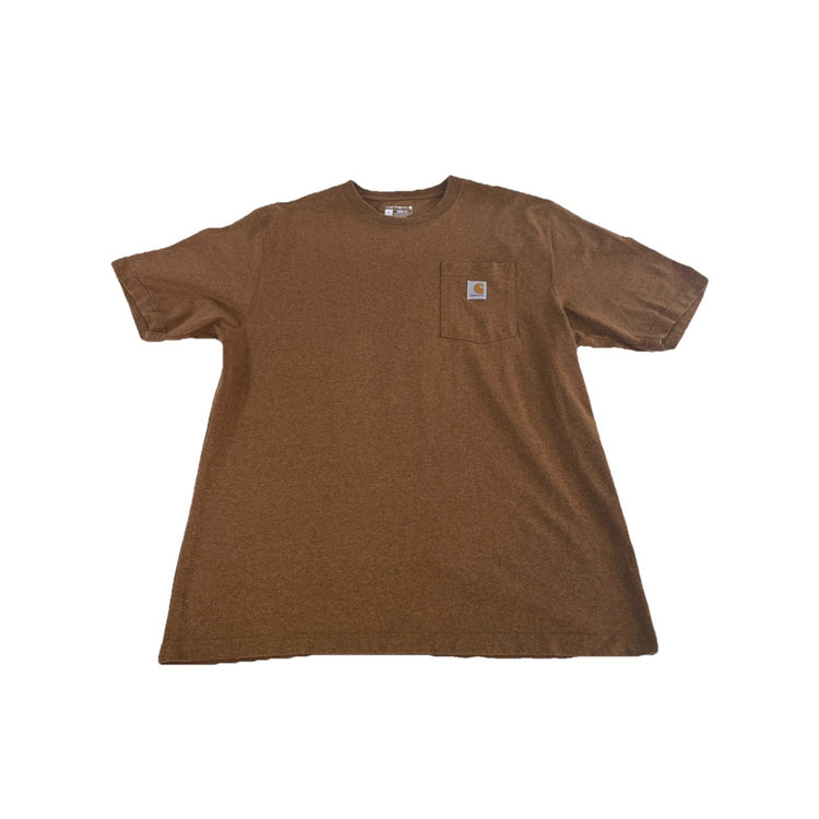 Mens Carhartt Loose Fit Heathered Brown Solid Tee Size L