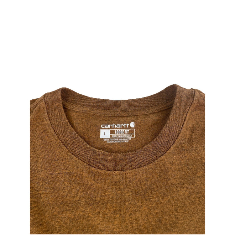 Mens Carhartt Loose Fit Heathered Brown Solid Tee Size L