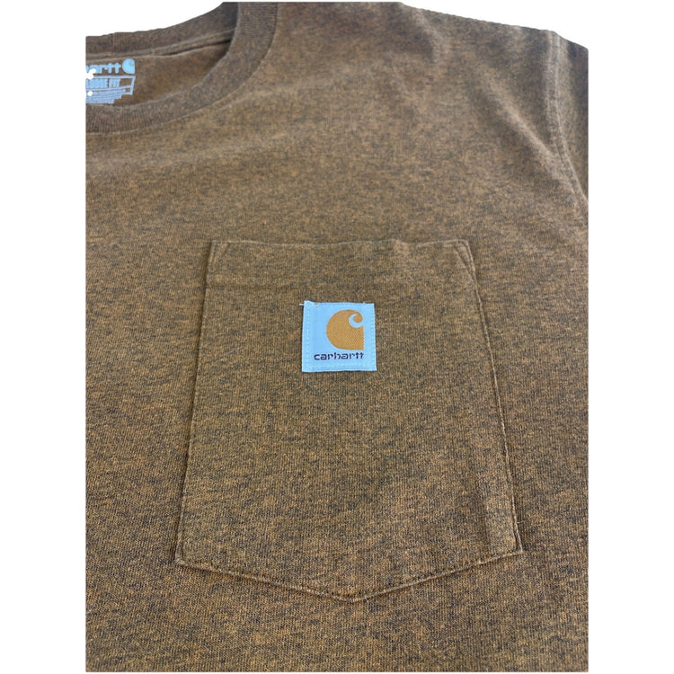 Mens Carhartt Loose Fit Heathered Brown Solid Tee Size L