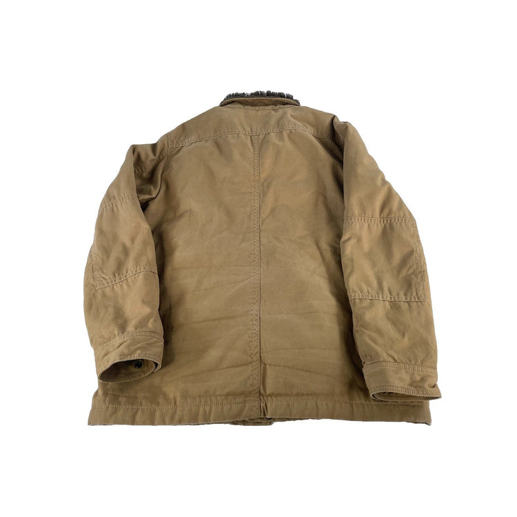 Mens Vintage American Eagle Beige Faux Fur Lined Filed Jacket Size Large