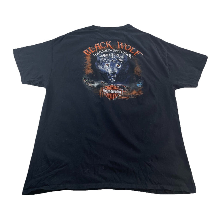 Mens Harley Davidson Motorcycle Black Wolf T-Shirt Size Xl