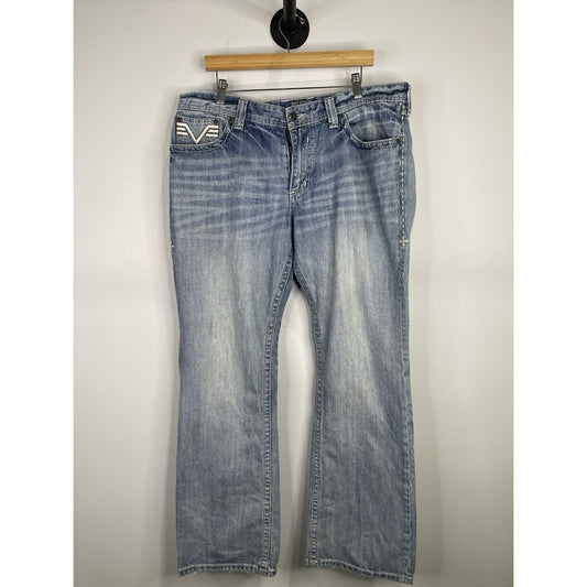 Men’s Affliction Cooper Long Blue Denim Jeans Size 38