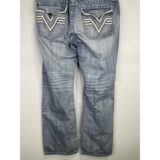 Men’s Affliction Cooper Long Blue Denim Jeans Size 38