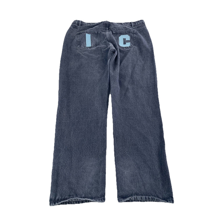 Mens Icecream Running Dog Black Denim Jeans Size 38