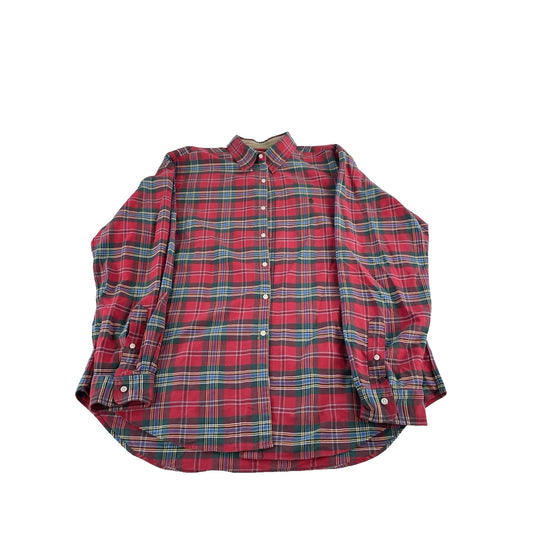 Mens Polo Ralph Lauren Red & Green Plaid Long Sleeve Button Down Shirt Size XL