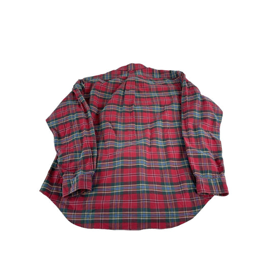 Mens Polo Ralph Lauren Red & Green Plaid Long Sleeve Button Down Shirt Size XL