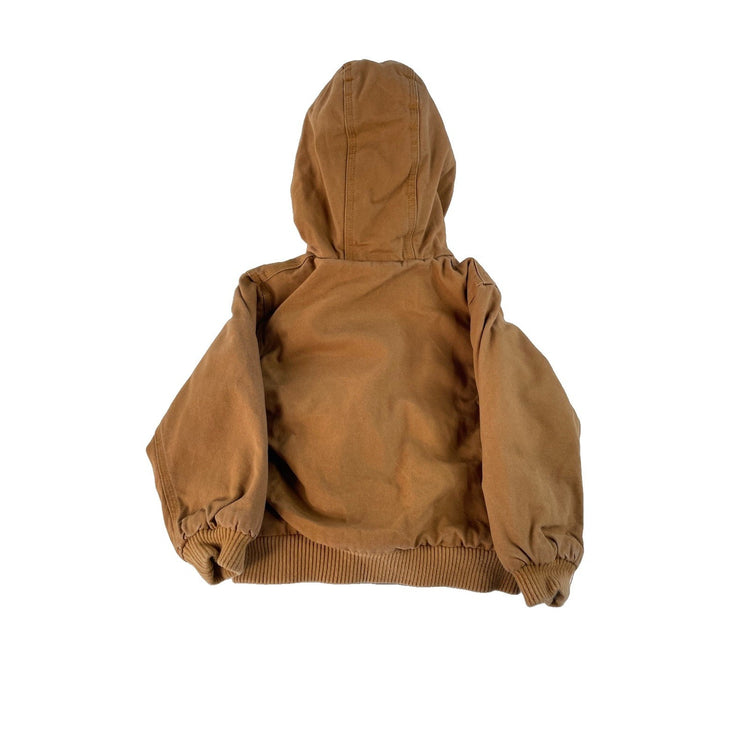 Toddler Carhartt Quilted Lined Hooded Canvas Jacket Tan Size 3T