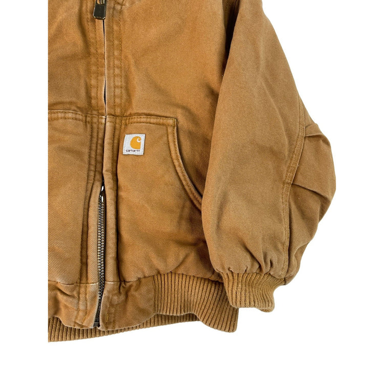 Toddler Carhartt Quilted Lined Hooded Canvas Jacket Tan Size 3T