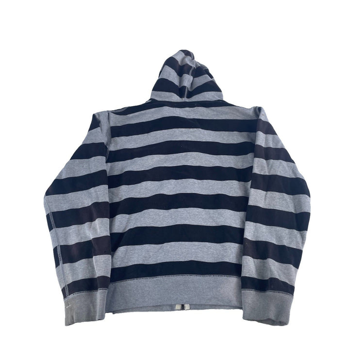 Mens Y2K Old Navy Black & Gray Striped Zip Up Jacket Size Medium