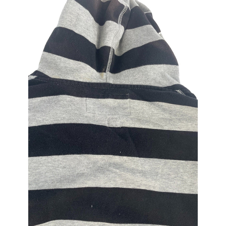 Mens Y2K Old Navy Black & Gray Striped Zip Up Jacket Size Medium