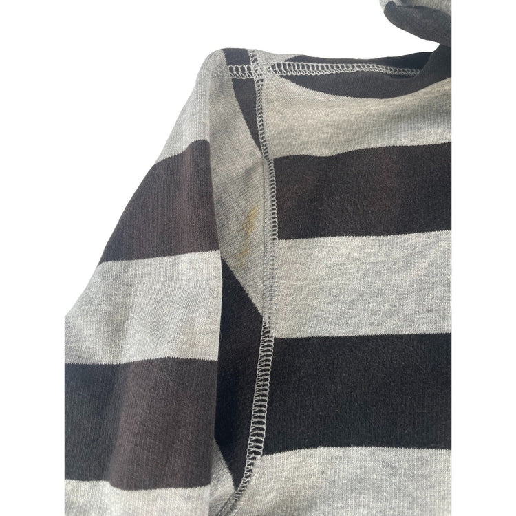 Mens Y2K Old Navy Black & Gray Striped Zip Up Jacket Size Medium