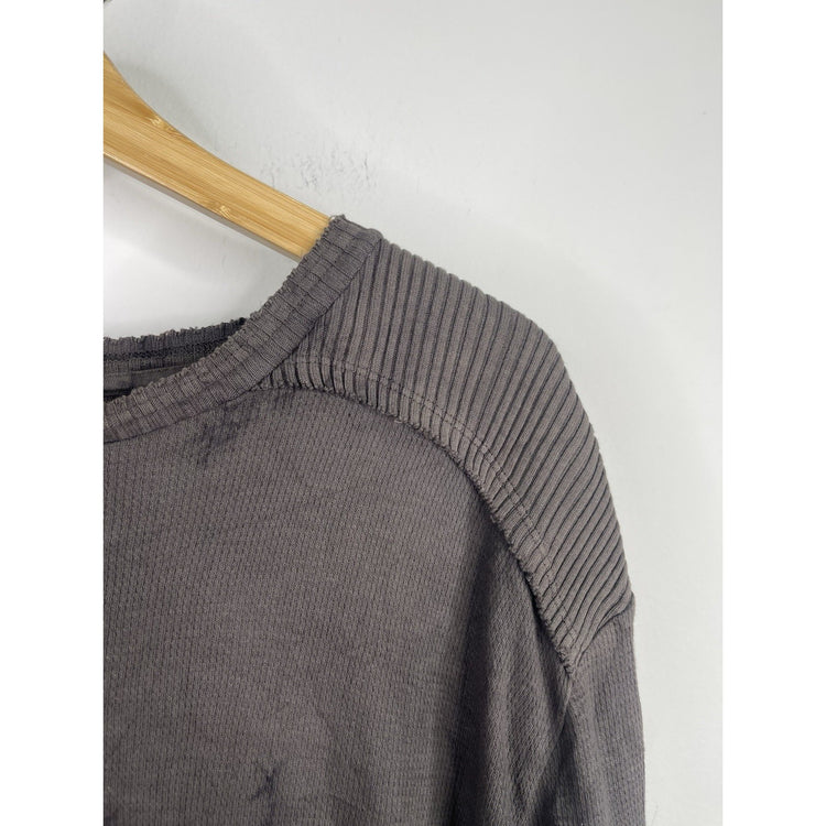 Men’s Y2K Affliction Black And Grey Knit Pullover Long Sleeve Shirt Sz L