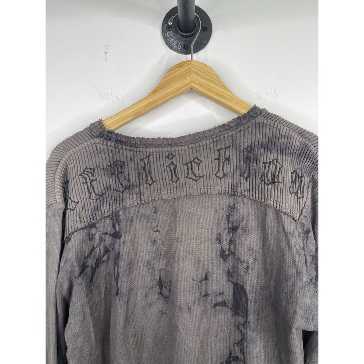 Men’s Y2K Affliction Black And Grey Knit Pullover Long Sleeve Shirt Sz L