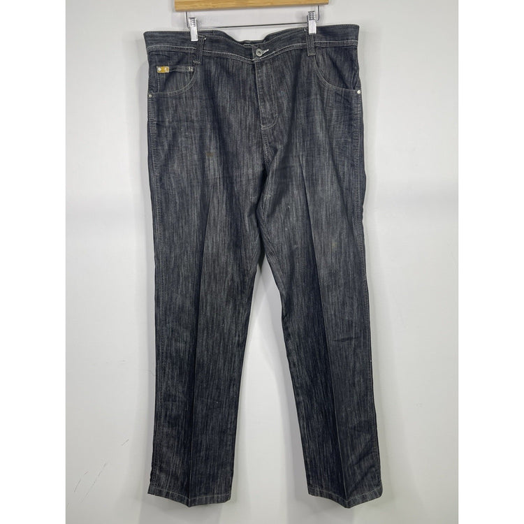 VTG Y2K Men’s Distressed Dark Wash Black Southpole Baggy Denim Jeans 40x36