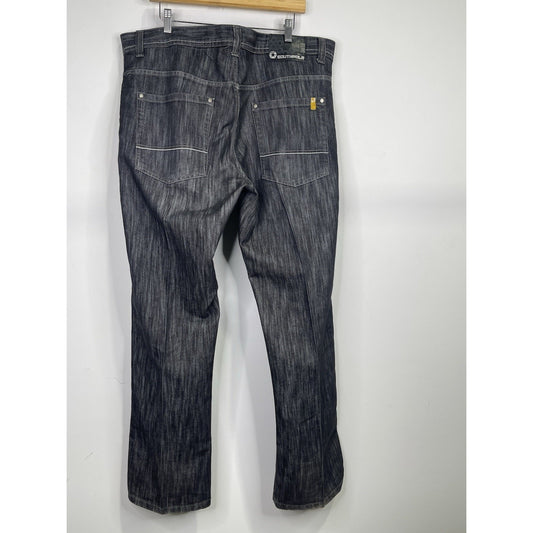 VTG Y2K Men’s Distressed Dark Wash Black Southpole Baggy Denim Jeans 40x36