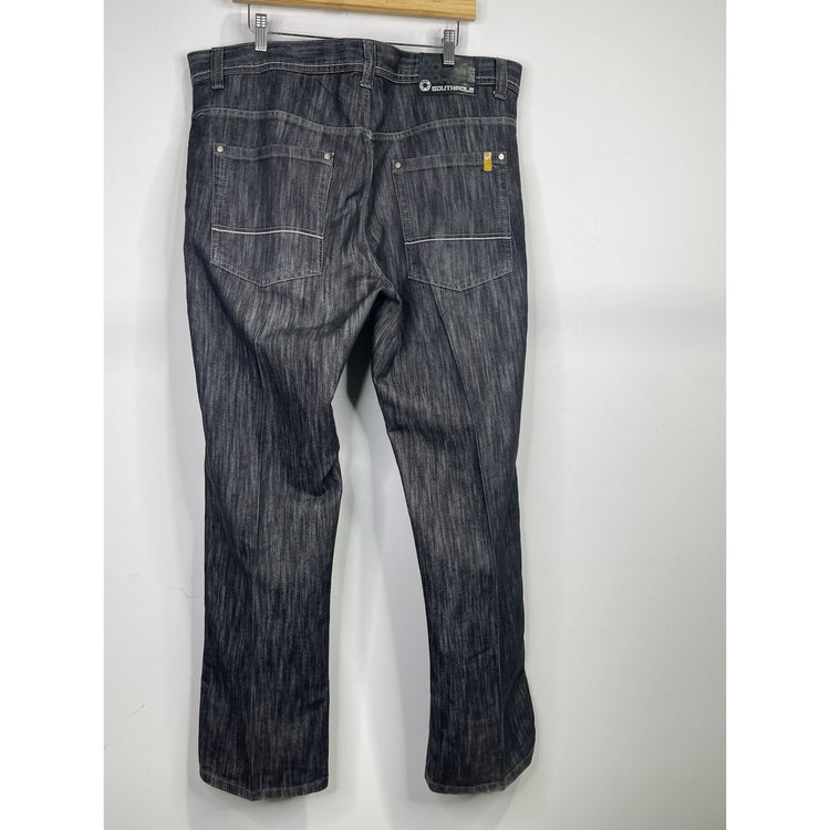 VTG Y2K Men’s Distressed Dark Wash Black Southpole Baggy Denim Jeans 40x36
