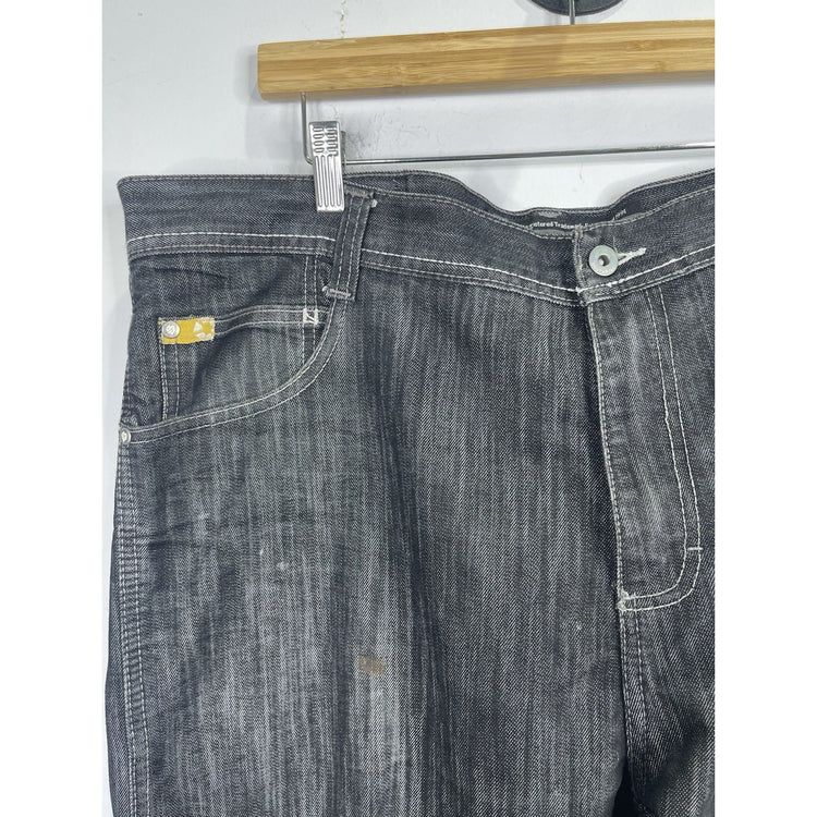 VTG Y2K Men’s Distressed Dark Wash Black Southpole Baggy Denim Jeans 40x36