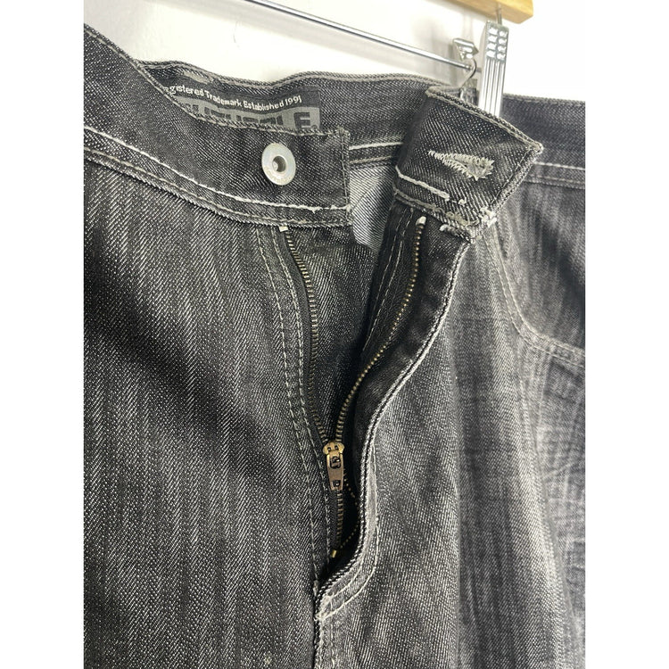 VTG Y2K Men’s Distressed Dark Wash Black Southpole Baggy Denim Jeans 40x36