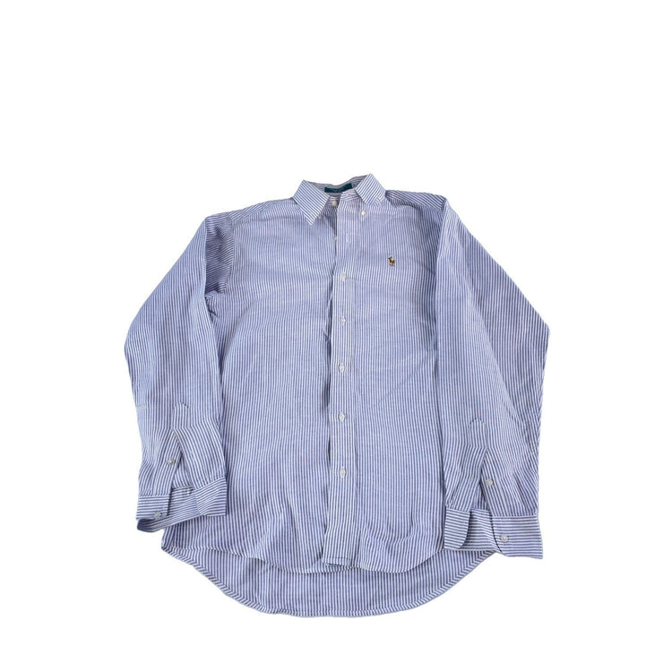 Mens Polo Ralph Lauren ButtonUp Shirt White W/light Purple Strips Size 18