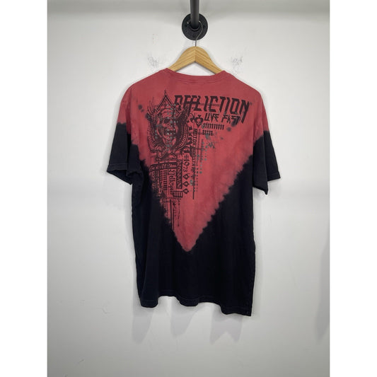 Men’s Y2K Affliction T Shirt Skull Wings Design Dark Red Black Sz 2XL