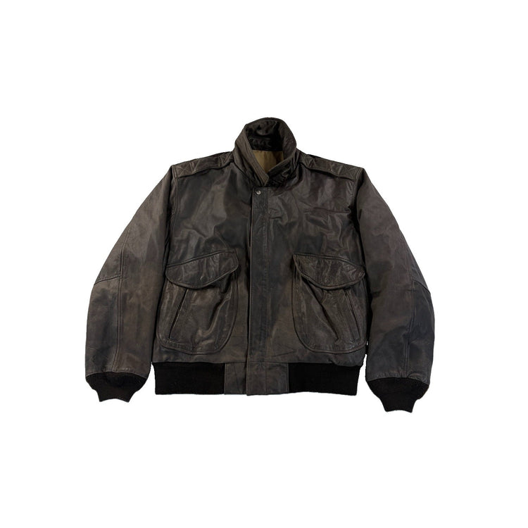 Men’s Vintage Hunt Club Dark Brown Genuine Leather Zip Up Jacket Size 44R