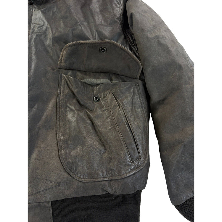 Men’s Vintage Hunt Club Dark Brown Genuine Leather Zip Up Jacket Size 44R