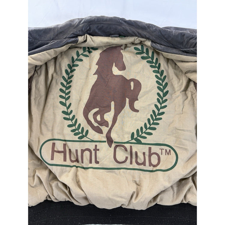 Men’s Vintage Hunt Club Dark Brown Genuine Leather Zip Up Jacket Size 44R