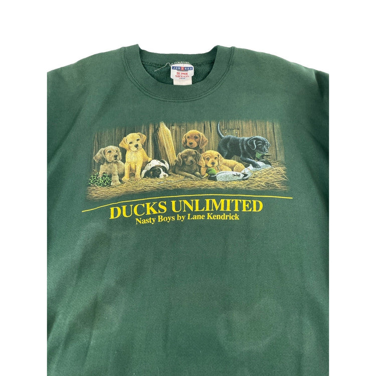 Mens Vintage Jerzees Super Sweats Ducks Unlimited Crewneck Sweatshirt Size L