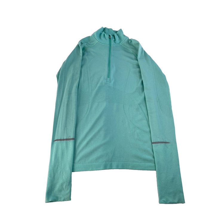 Women's Lululemon Seamless Half-Zip Athletic Running Top Mint Green SIZE 8