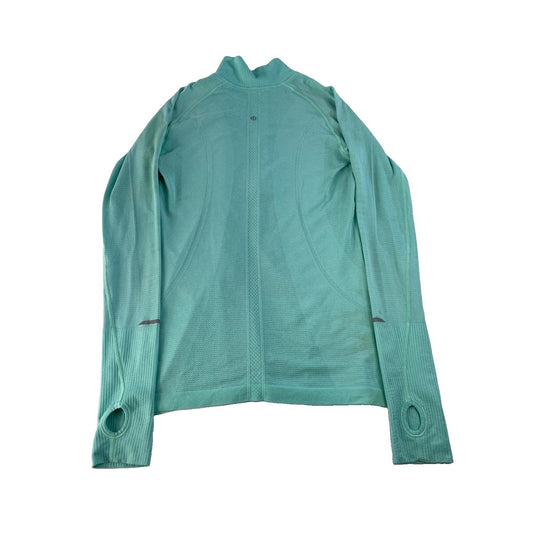 Women's Lululemon Seamless Half-Zip Athletic Running Top Mint Green SIZE 8