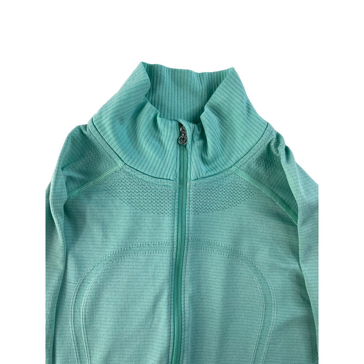 Women's Lululemon Seamless Half-Zip Athletic Running Top Mint Green SIZE 8