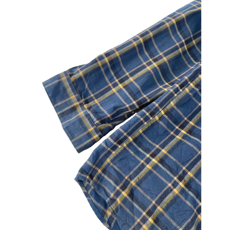 Mens Patagonia Organic Cotton Blue Yellow Plaid Flannel Button Down Shirt XL