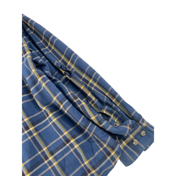 Mens Patagonia Organic Cotton Blue Yellow Plaid Flannel Button Down Shirt XL