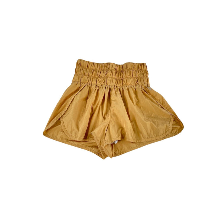Womens Free People FP Movement Way Home Mustard Yellow Running Shorts Size M