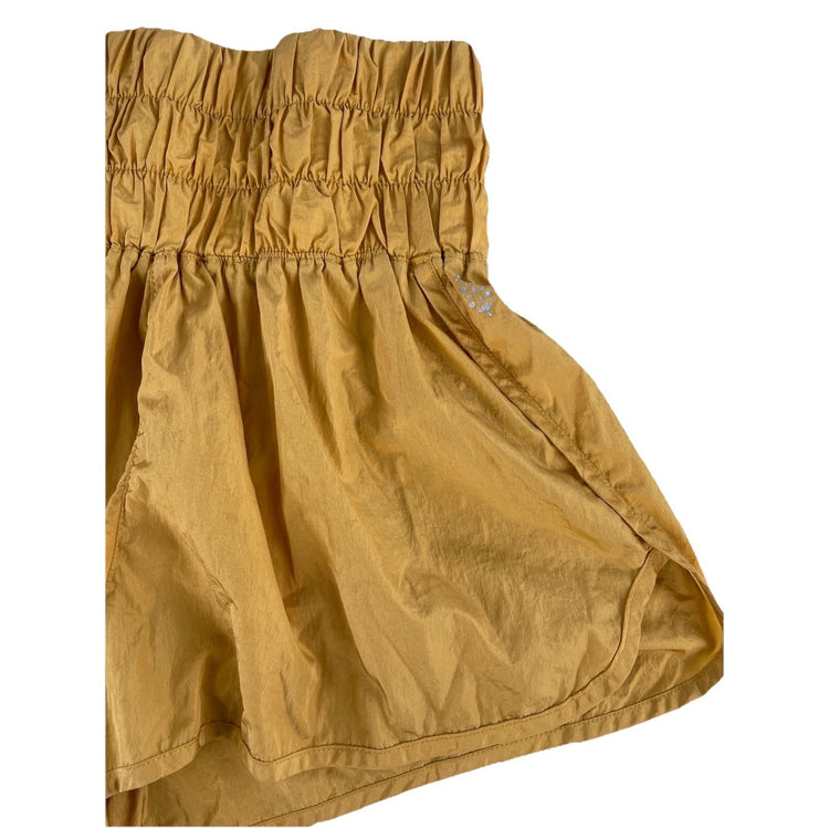 Womens Free People FP Movement Way Home Mustard Yellow Running Shorts Size M