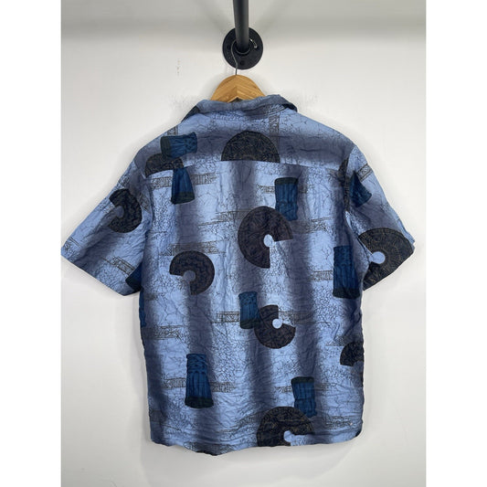 Vintage Pennys HAWAII Men's Shirt Size L Blue Floral Aloha Short Sleeve Buttons