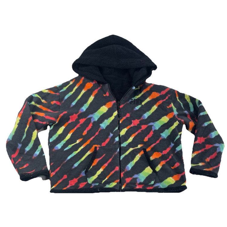 Womens Victoria Secret Interior Wool, Black&Tiedye Zip Up Jacket Size L