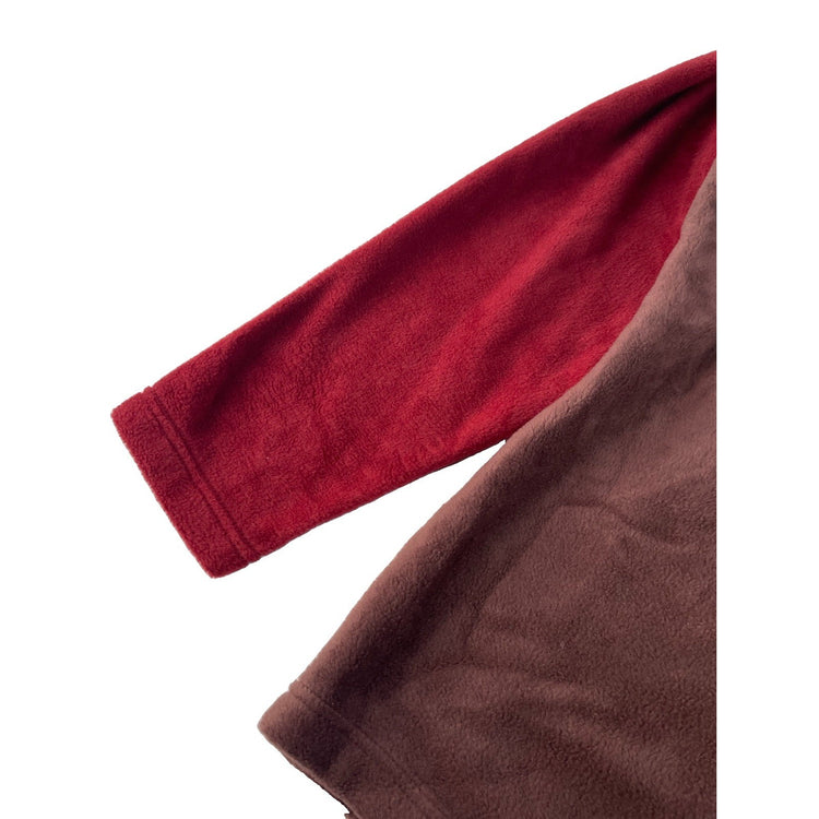 ⁠Men Columbia Red Brown ColorBlock HalfSnap Fleece Pullover Sweatshirt Size XL
