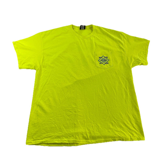 Mens Harley Davidson Neon Green “Miracle City” T Shirt Size 2XL