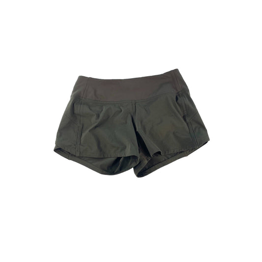 Womens Lululemon Dark Olive Green Speed Up Low Rise Lined Running Shorts Size 4