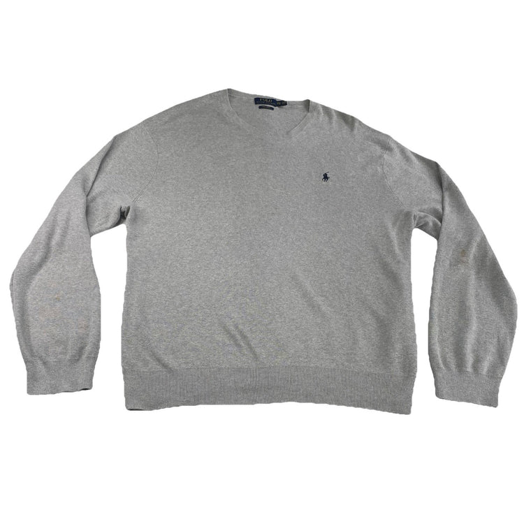 Mens Polo Ralph Lauren Size 2XL Light Grey V Neck Sweater