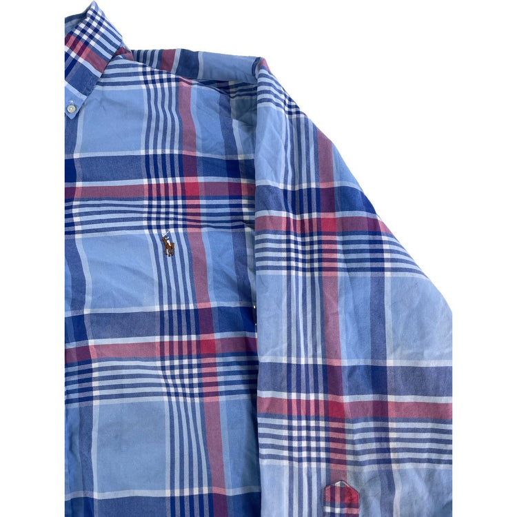 Mens Ralph Lauren Classic Fit Multicolor Plaid Button-Up Shirt Size 1XB