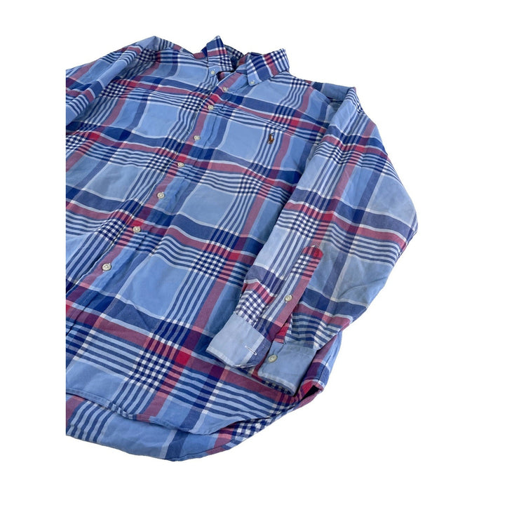 Mens Ralph Lauren Classic Fit Multicolor Plaid Button-Up Shirt Size 1XB