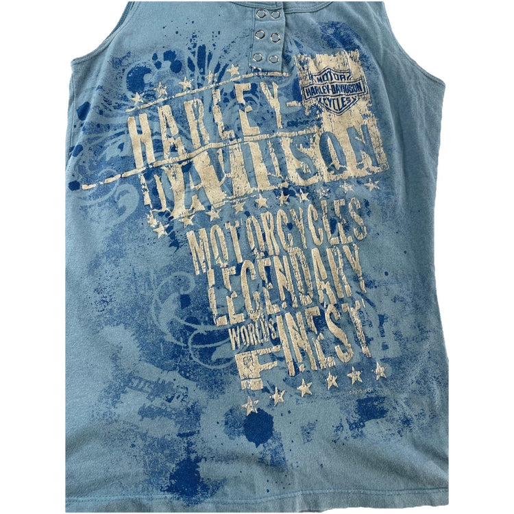 Women’s Y2K Harley Davidson Blue Tank Top Size Small