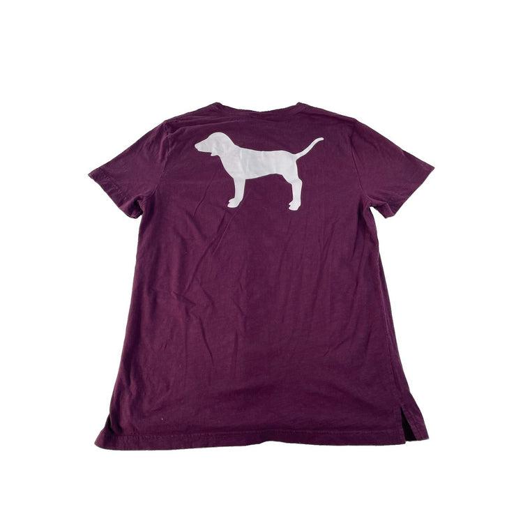 Women's Victoria's Secret PINK Purple Logo Pocket Graphic T-Shirt Size L