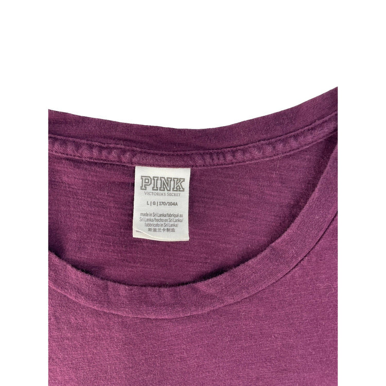 Women's Victoria's Secret PINK Purple Logo Pocket Graphic T-Shirt Size L