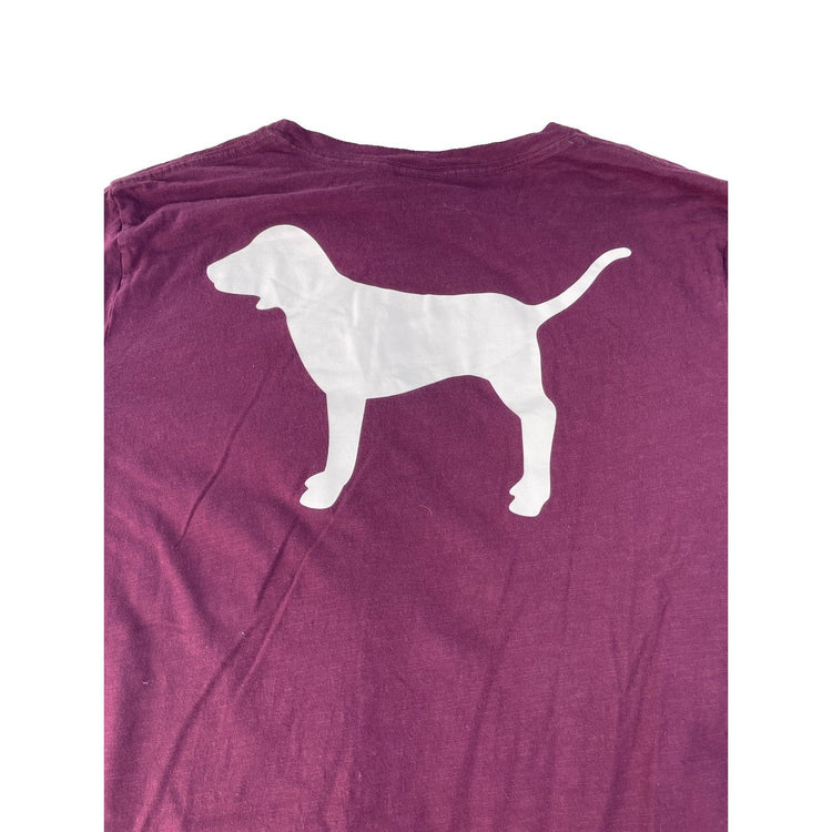 Women's Victoria's Secret PINK Purple Logo Pocket Graphic T-Shirt Size L