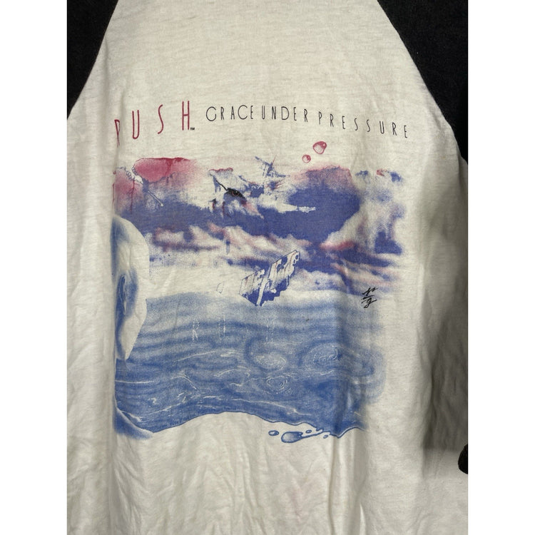 Rush Vintage 1984 Grace Under Pressure Raglan Baseball Style Concert Shirt Sz L