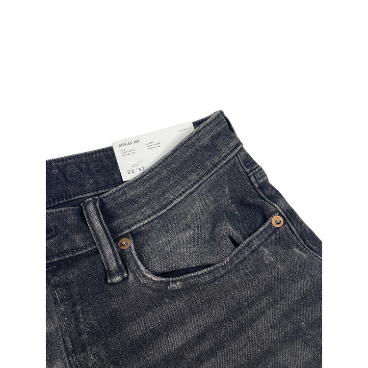 Mens American Eagle Slim Staight Black Denim Jeans Size 32x32